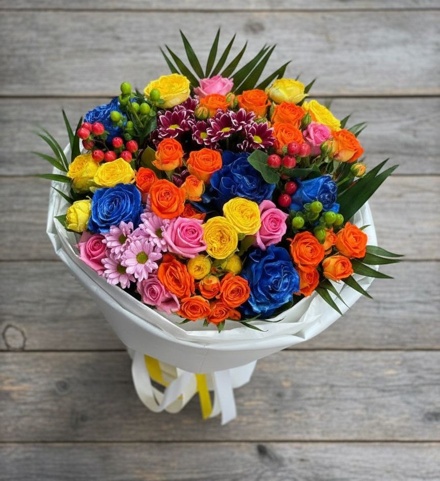 Букет цветов из: Розы и Хризантемы в Жирово