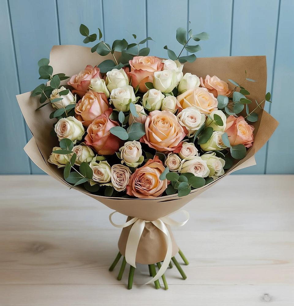 Букет цветов из: Альстромерии и Розы в Жирово