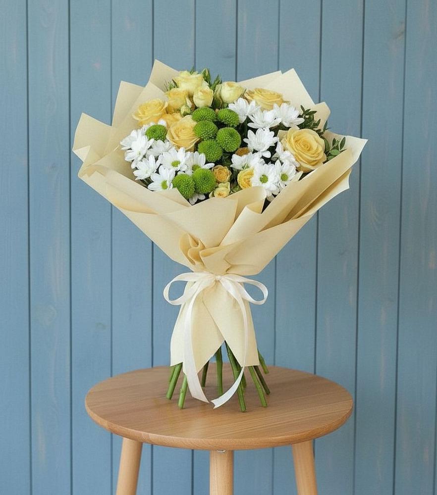 Букет цветов из: Хризантемы и Розы в Жирово