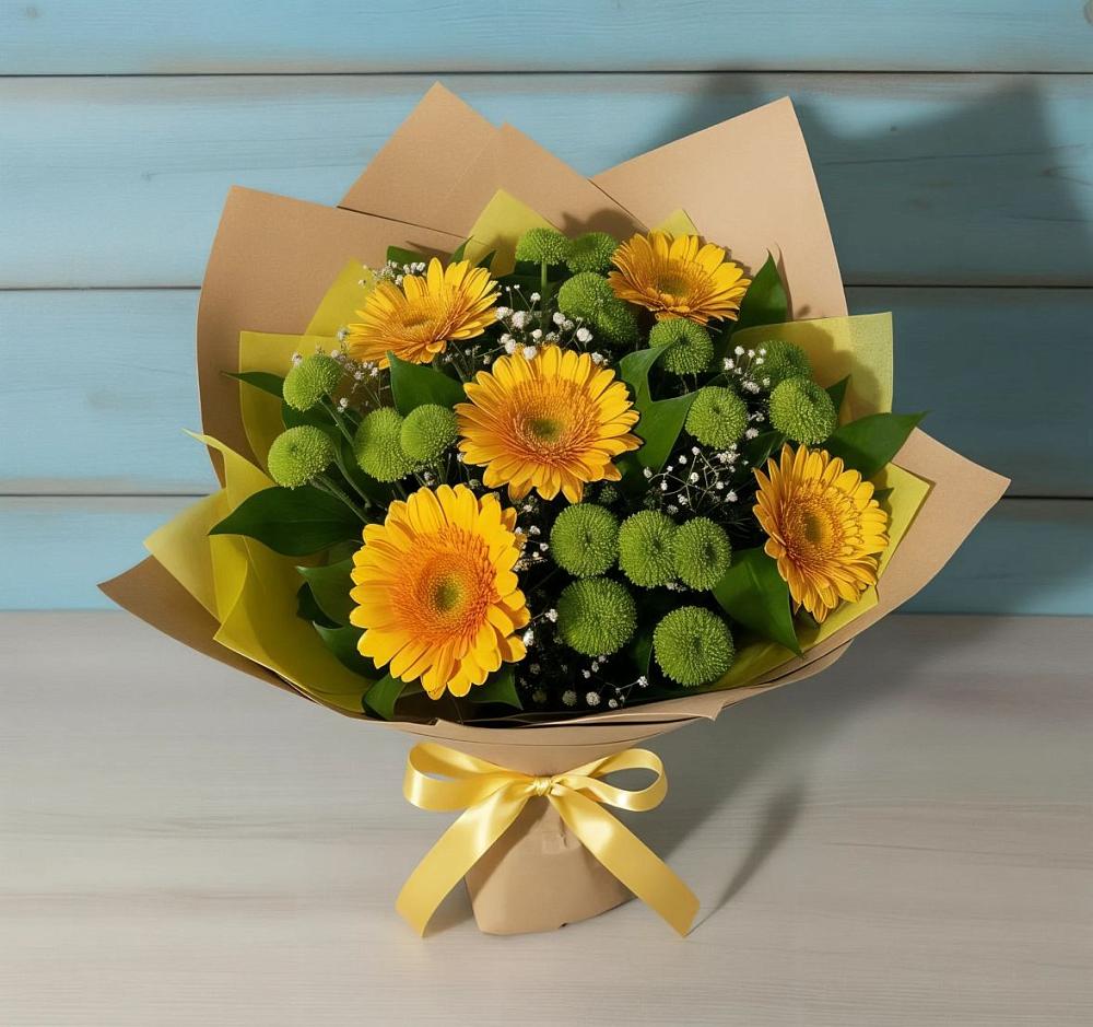 Букет цветов из: Герберы и Хризантемы в Жирово