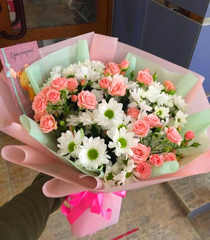 Букет цветов из: Розы и Хризантемы в Жирово