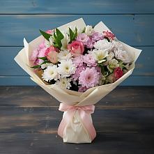 Букет цветов из:  Хризантемы, Альстромерии и Розы #REPLACE_PRED# Жирово