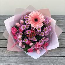 Букет цветов из:  Розы, Герберы и Хризантемы в Жирово