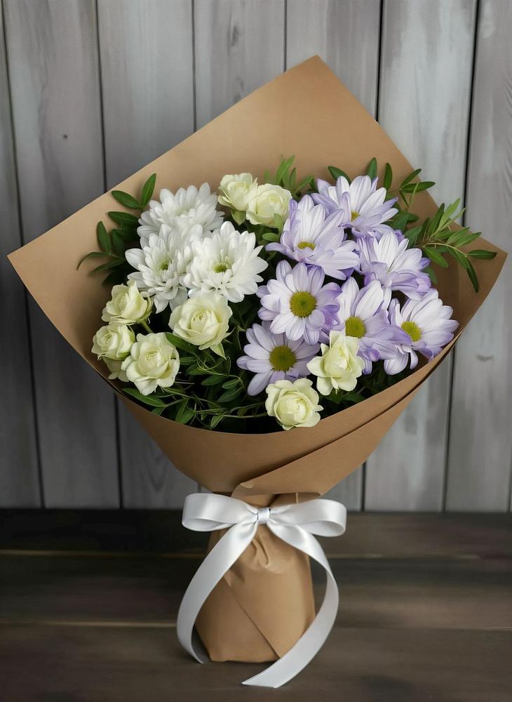 Букет цветов из: Хризантемы и Розы в Жирово